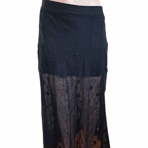Universal Thread Black Sheer Lace Maxi Skirt